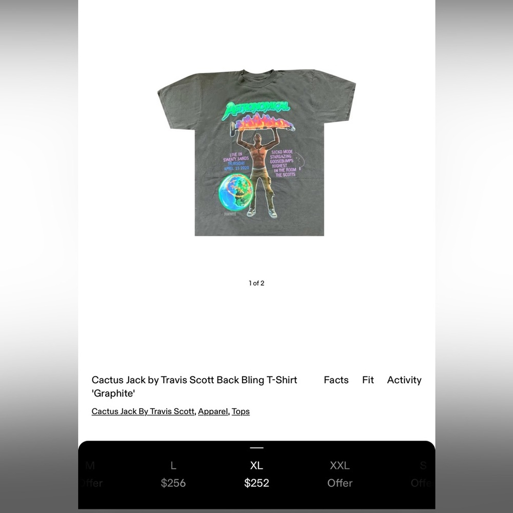 Travis Scott cactus Jack astronomical Fortnite collab XL graphic t shirt